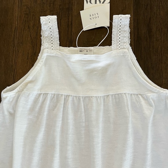 Zara Girls White Sleeveless Crochet Boho Coastal Tank Top Size 8 - Picture 5 of 10